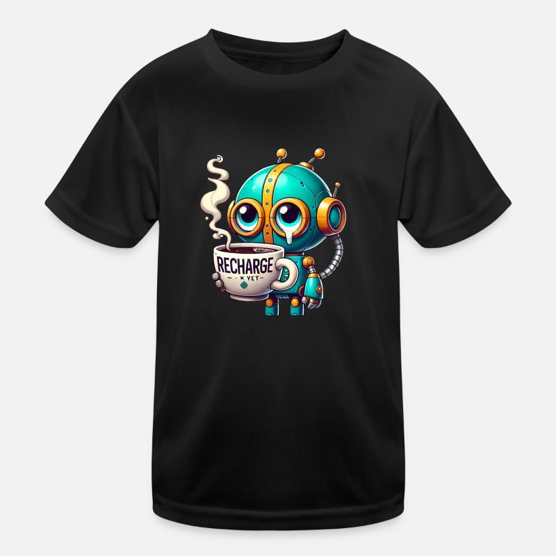 CoffeeFueled Robot Recharge Mode Kids Functional T-Shirt