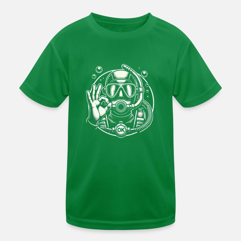 Scuba Diver mit OK Geste Grafik Kinder Funktions-T-Shirt