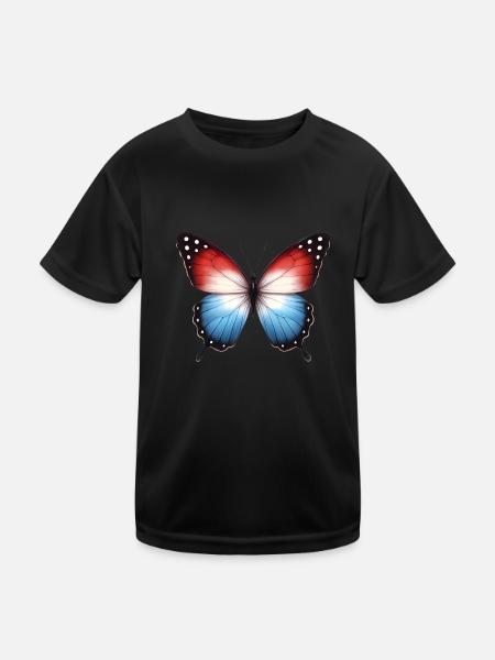 Patriotisches Schmetterlingsflaggen-Design - Kinder Funktions-T-Shirt - Schwarz - Vorne