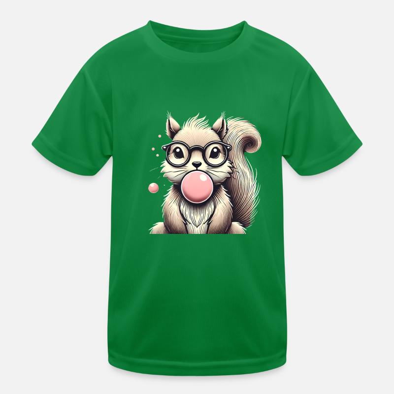 Cool Squirrel with Bubblegum Glasses Kids Functional T-Shirt