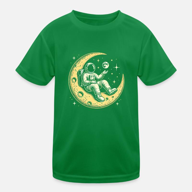 Chill Astronaut on Crescent Moon Kinder Funktions-T-Shirt