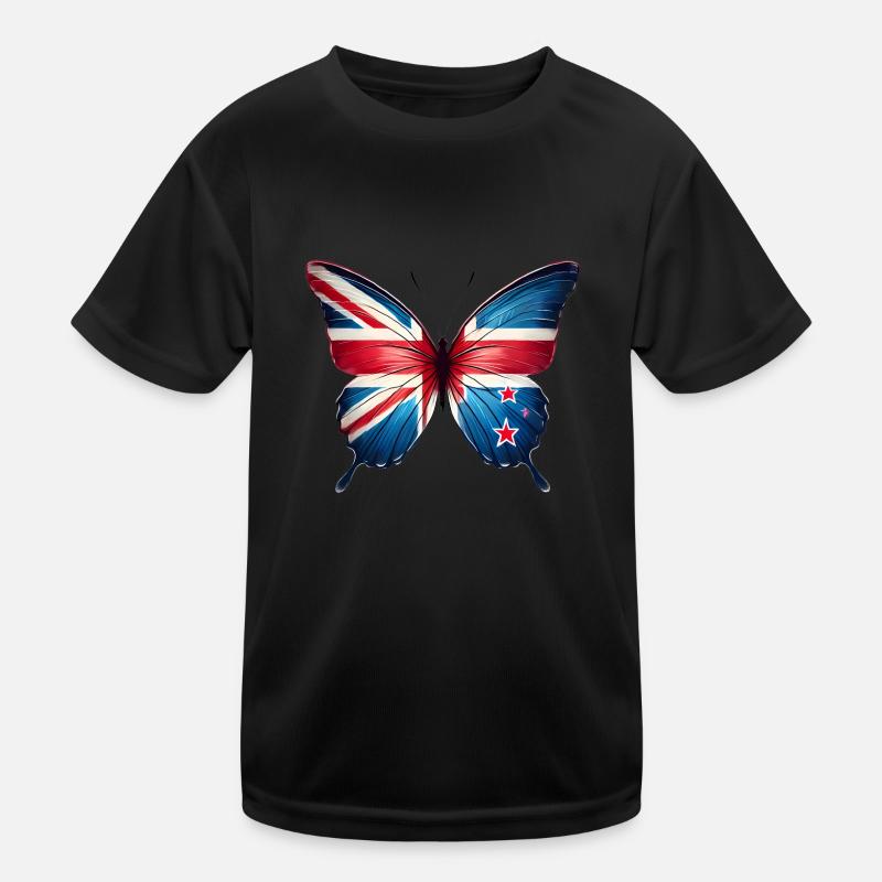 Drapeau de la Nouvelle-Zélande Papillon Design T-shirt sport Enfant
