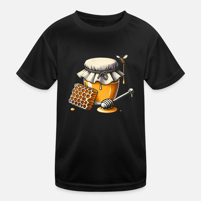 Rustic Honey Jar Dripping Honeycomb Kids Functional T-Shirt