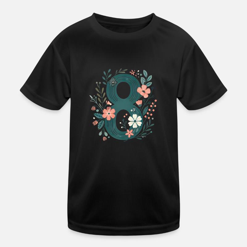Blumen Zahl 8 Design Kinder Funktions-T-Shirt