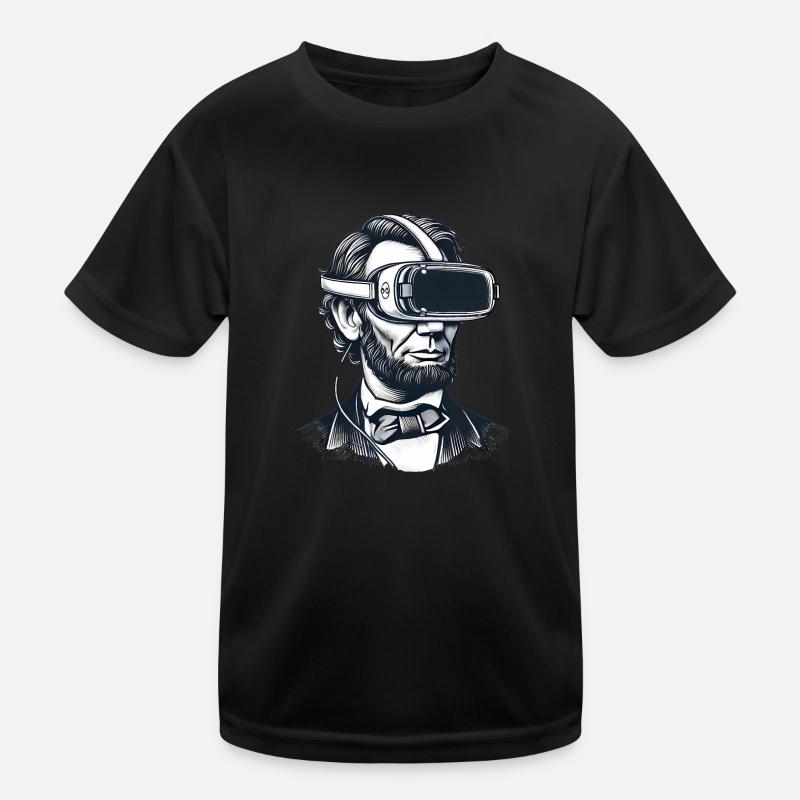 Lincoln im VR-Headset Retro-Design Kinder Funktions-T-Shirt