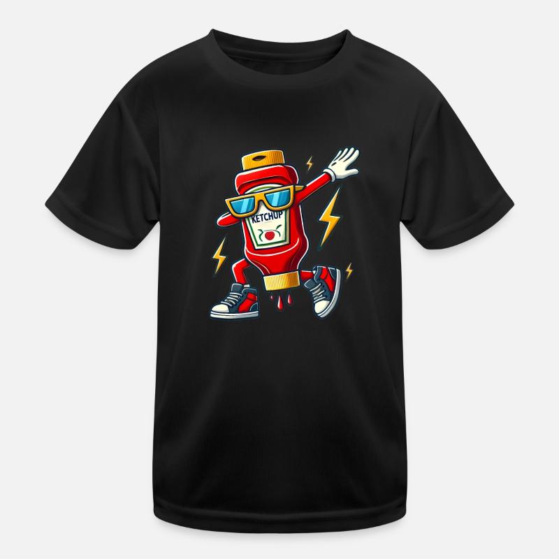 Ketchup Bottle Dab Design Kids Functional T-Shirt
