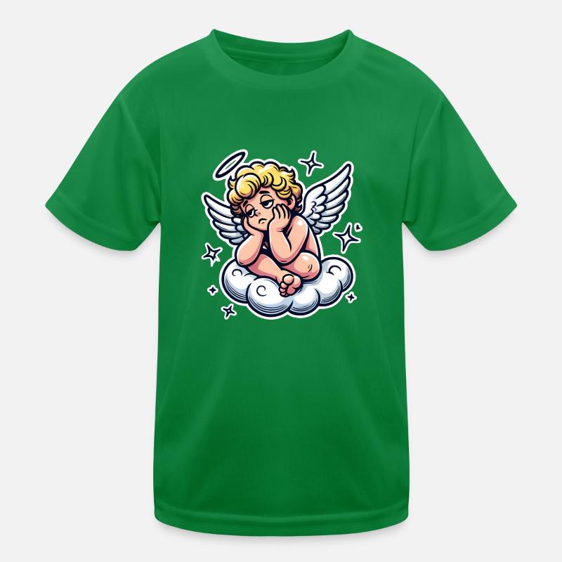 Funny Cherub on Cloud Pop Art Design Kids Functional T-Shirt