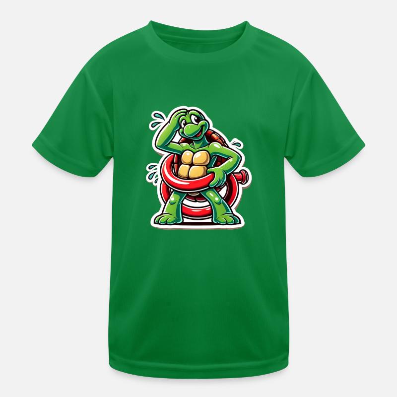 Funny Turtle Oops Cartoon Sticker Kids Functional T-Shirt