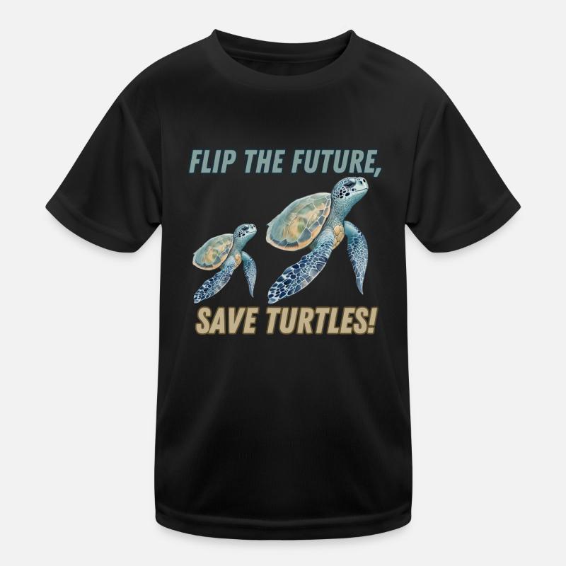 flip the future, save turtles! - Kids Functional T-Shirt - black
