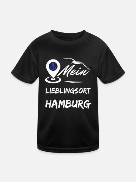 Hambourg mon endroit préféré-la ville hanséatique de Hambourg-Möwe - T-shirt sport Enfant - noir - Devant