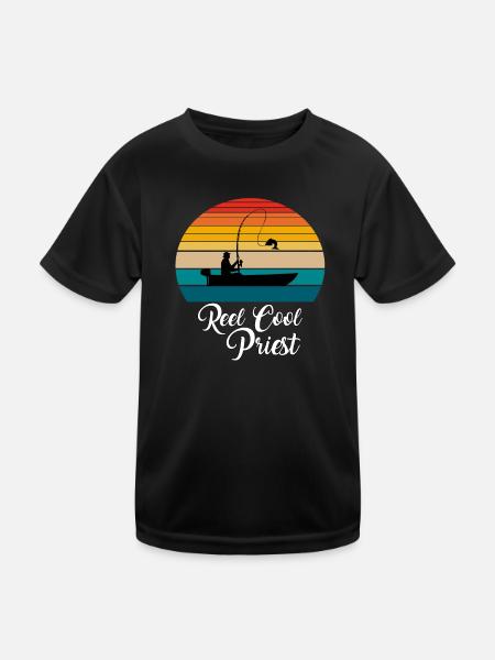 Reel Cool Priest Fishing Gifts - Kids Functional T-Shirt - black - Front