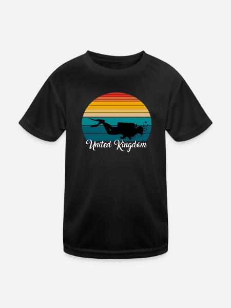 United Kingdom Scuba Diving Gift - Kinder Funktions-T-Shirt - Schwarz - Vorne