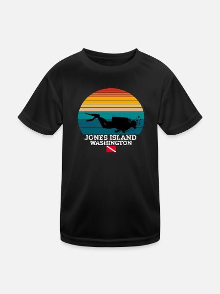 Jones Island US Island Diving - Kinder Funktions-T-Shirt - Schwarz - Vorne
