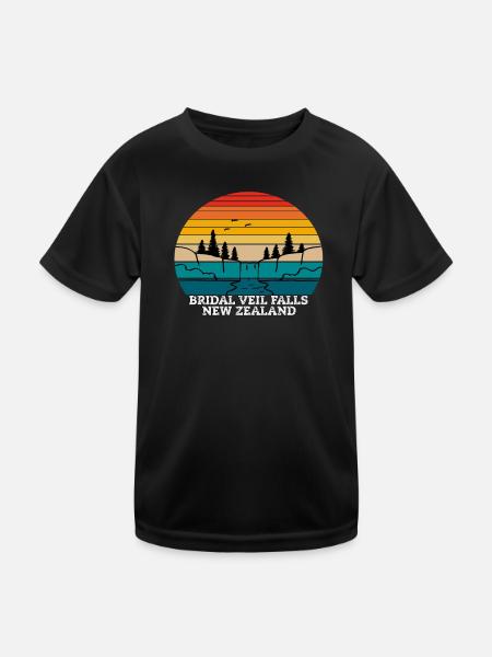 Bridal Veil Falls New Zealand - Kids Functional T-Shirt - black - Front