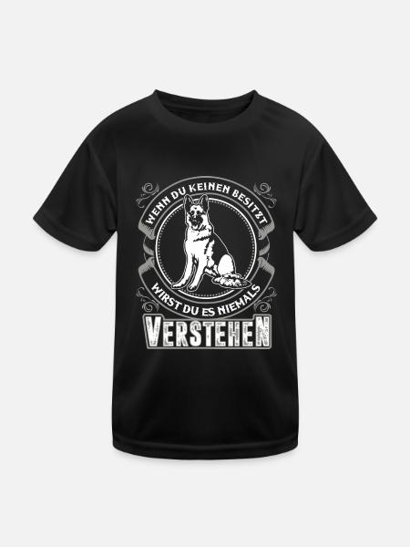Deutscher Schäferhund - Kinder Funktions-T-Shirt - Schwarz - Vorne