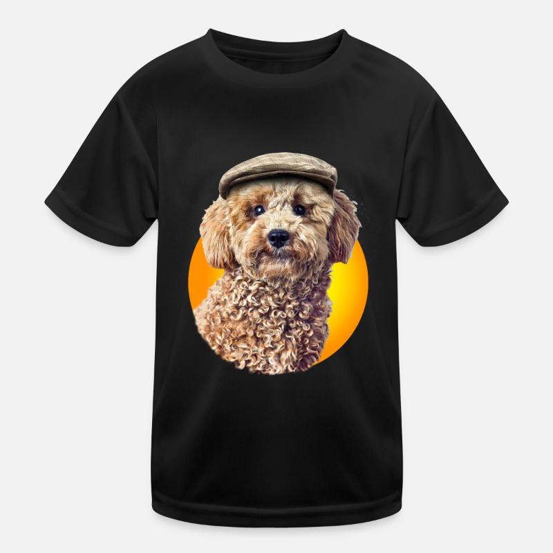 Pudel Pepe mit Mütze Kinder Funktions-T-Shirt
