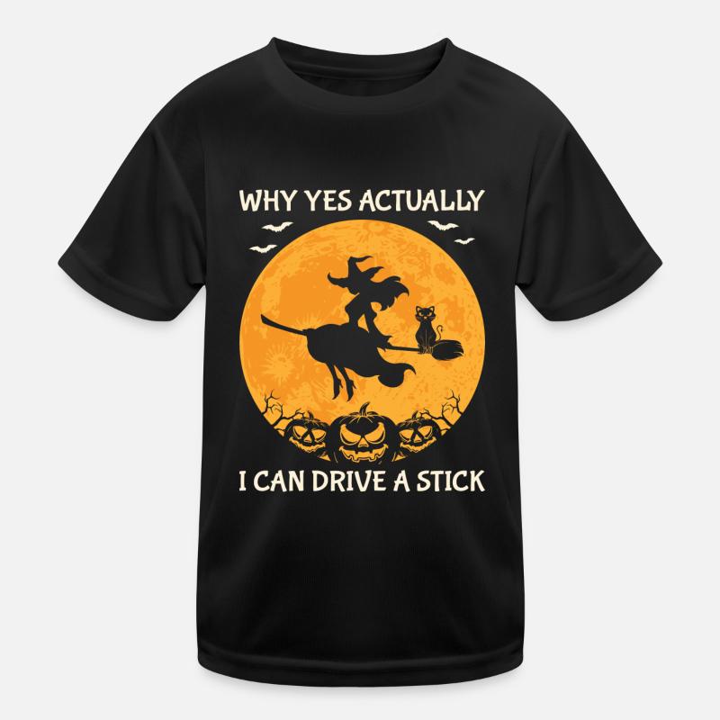 Halloween Cat Witch Kids Functional T-Shirt