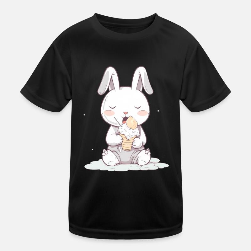 Summer indulgence: Rabbit with ice cream - Kids Functional T-Shirt - black