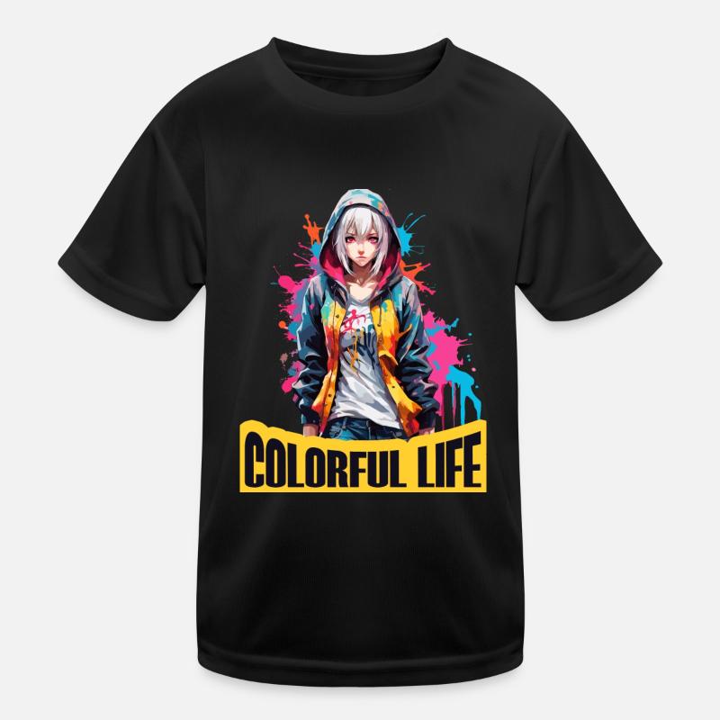 Fille d’anime avec des taches de couleur T-shirt sport Enfant