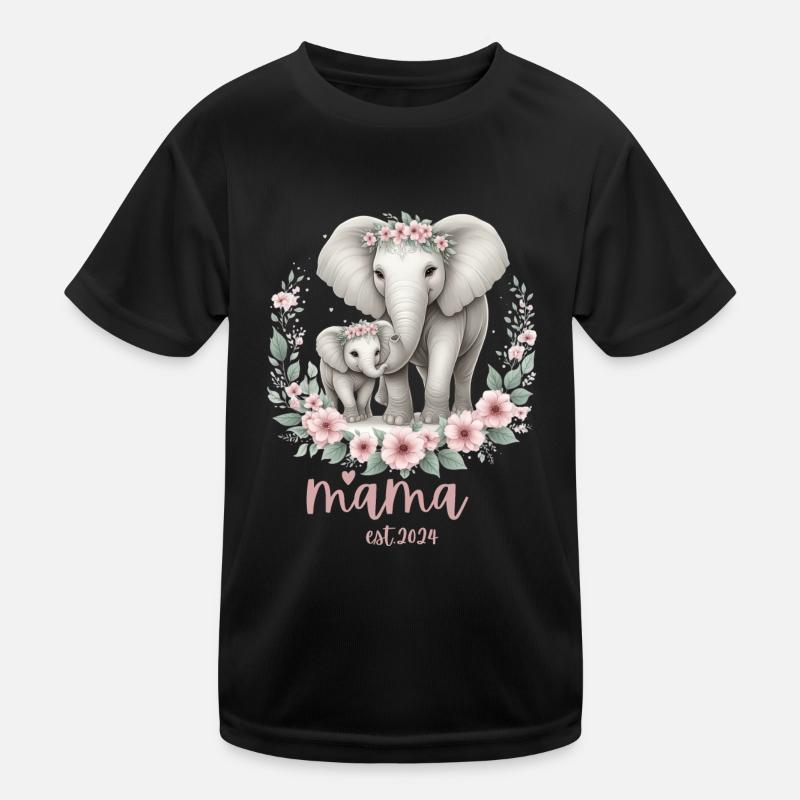 Mama 2024 Elephant Floral Wreath Celebration Kinder Funktions-T-Shirt