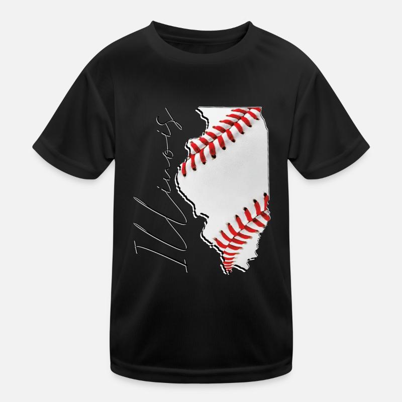 Illinois (USA) | echte Baseball | Landkarte Script Kinder Funktions-T-Shirt