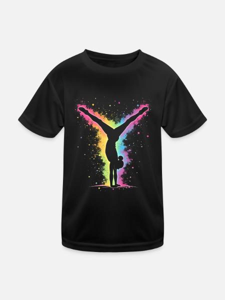 Gymnastik Herzschlag - Turnerin - Kinder Funktions-T-Shirt - Schwarz