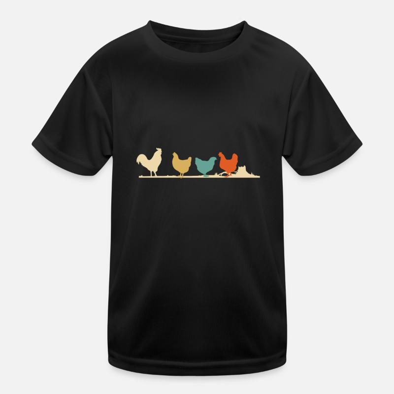 Hühner - Vintage Retro Bauer Geschenk - Kinder Funktions-T-Shirt - Schwarz