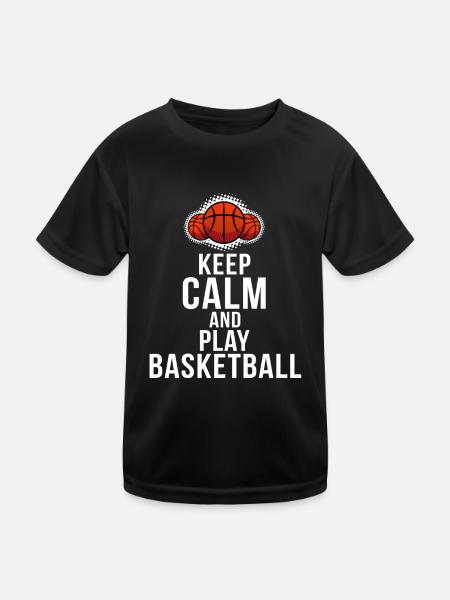 Keep Calm and Play Basketball - Kinder Funktions-T-Shirt - Schwarz - Vorne