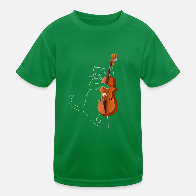 Cadeau d'instrument de contrebasse de chat T-shirt sport Enfant