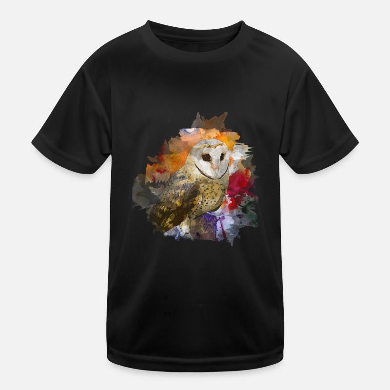 Eule - Kinder Funktions-T-Shirt - Schwarz