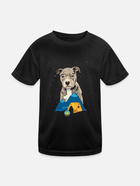 Pit Bull Terrier Pitbull Camping Camping Gift - Kids Functional T-Shirt - black - Front