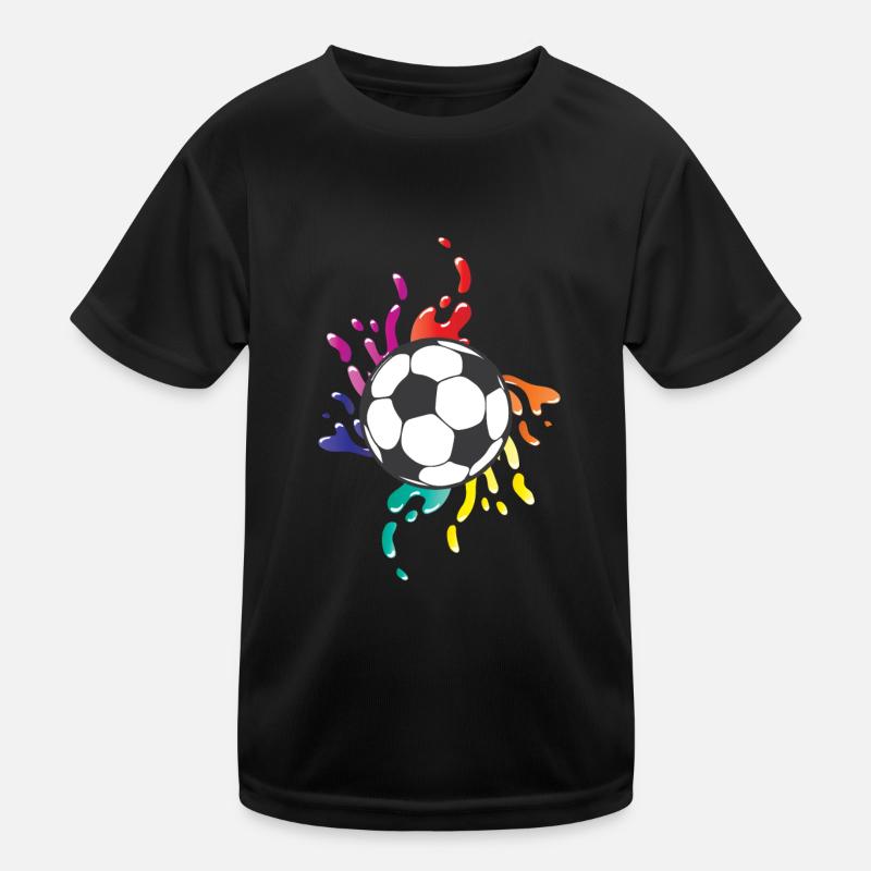Fußball bunte Farbspritzer Kinder Funktions-T-Shirt