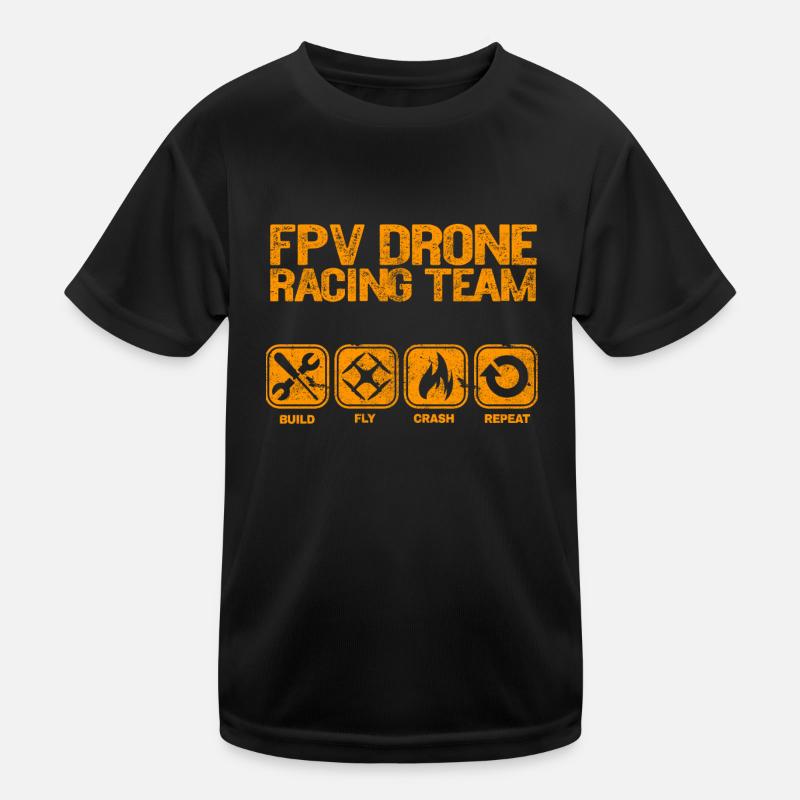 FPV Drone Build Fly Crash Repeat Gift Copter Kids Functional T-Shirt