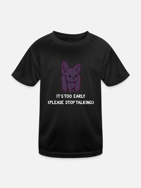 Fledermaus - Fledermaus T-Shirt - Morgenmuffel - Kinder Funktions-T-Shirt - Schwarz