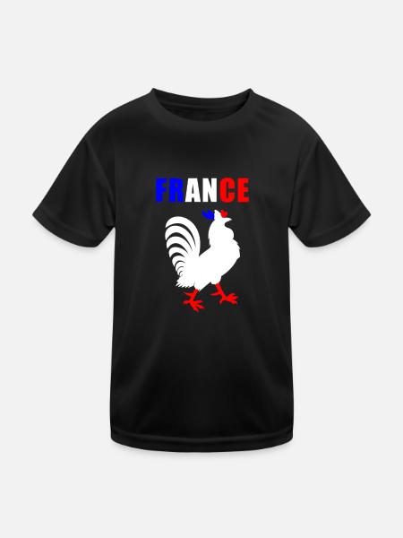 Frankreich Fussball Französisches Trikot Hahn - Kinder Funktions-T-Shirt - Schwarz - Vorne