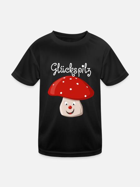Glückspilz - Kinder Funktions-T-Shirt - Schwarz - Vorne