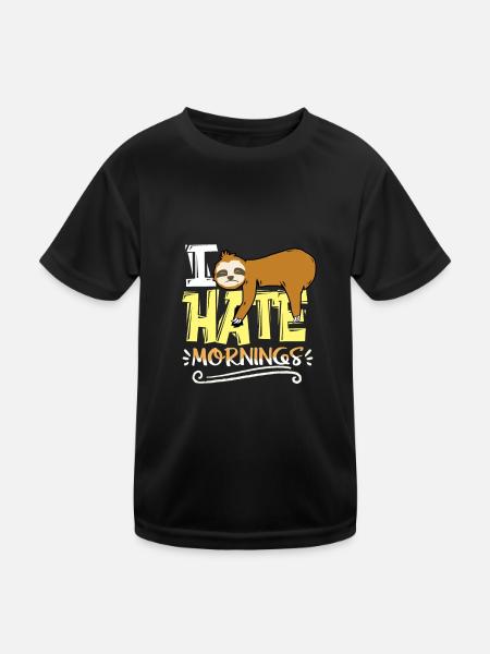 Faultier - Kinder Funktions-T-Shirt - Schwarz - Vorne