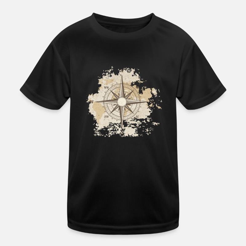 Tattered Old World Map Compass Kids Functional T-Shirt
