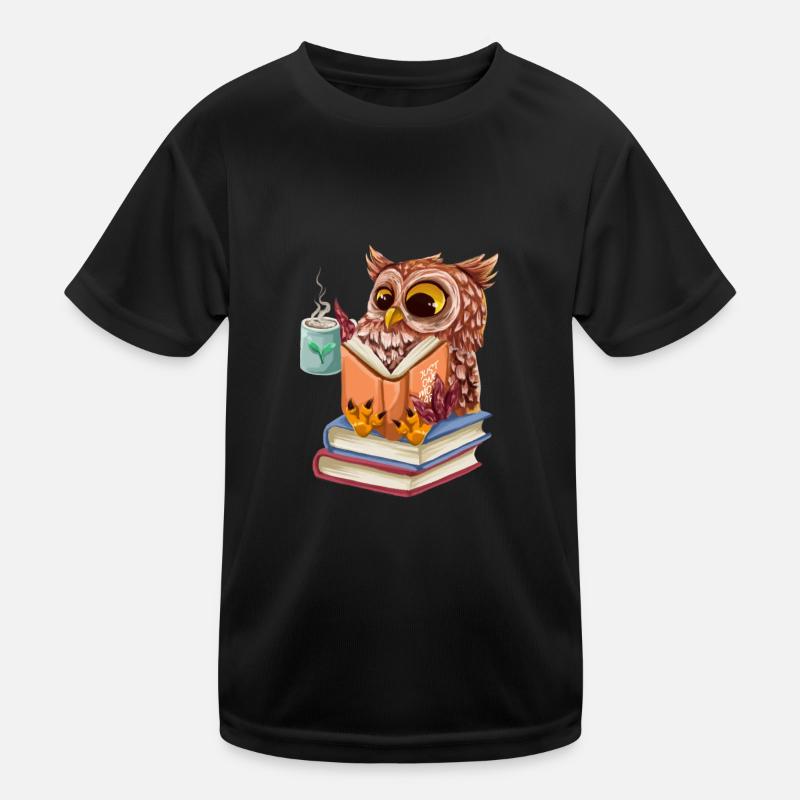 Süße Eule Liest Buch Und Trinkt Tee Leseratte Büch Kinder Funktions-T-Shirt
