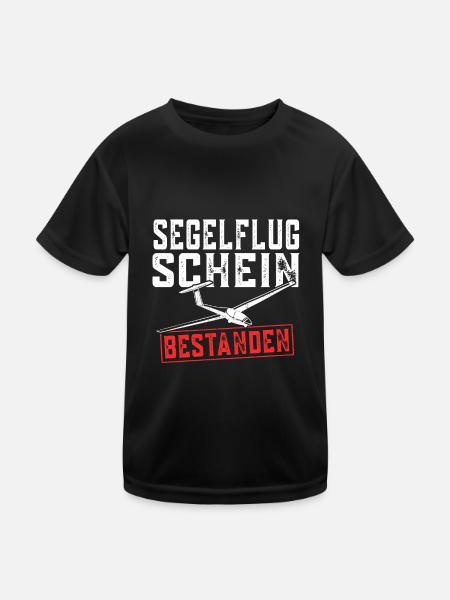 Segelflugschein bestanden Segelfliegen Segelflug - Kinder Funktions-T-Shirt - Schwarz - Vorne