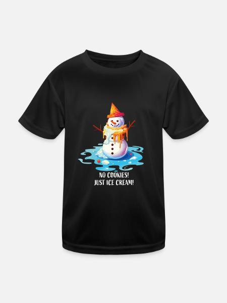 Christmas in July Snowman Ice Cream - Kids Functional T-Shirt - black - Front