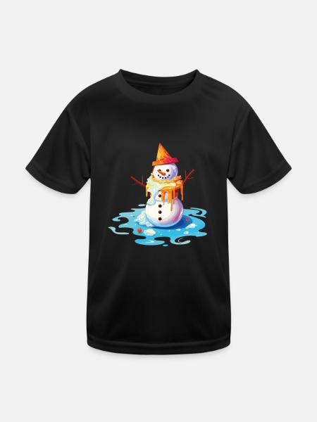 Weihnachten im Juli Schneemann Eiscreme Eis - Kinder Funktions-T-Shirt - Schwarz - Vorne