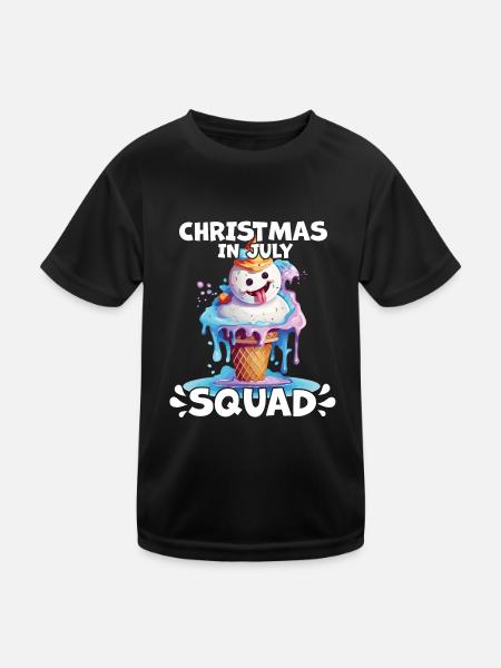 Weihnachten im Juli Schneemann-Eiscreme - Kinder Funktions-T-Shirt - Schwarz - Vorne