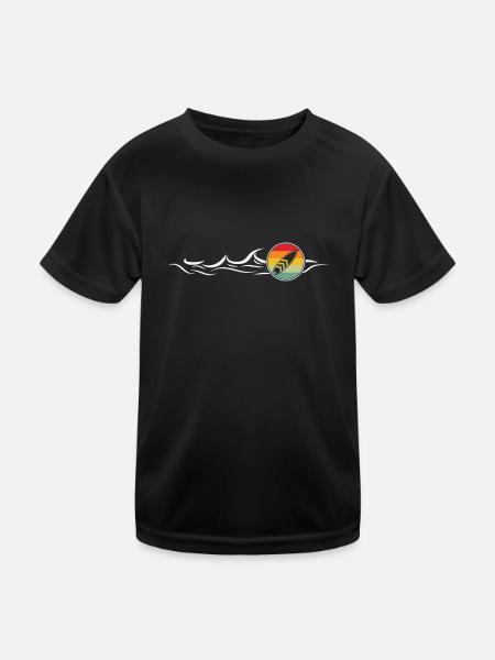 Surf Tropical Surfen Sommer Surfbrett Retro - Kinder Funktions-T-Shirt - Schwarz - Vorne