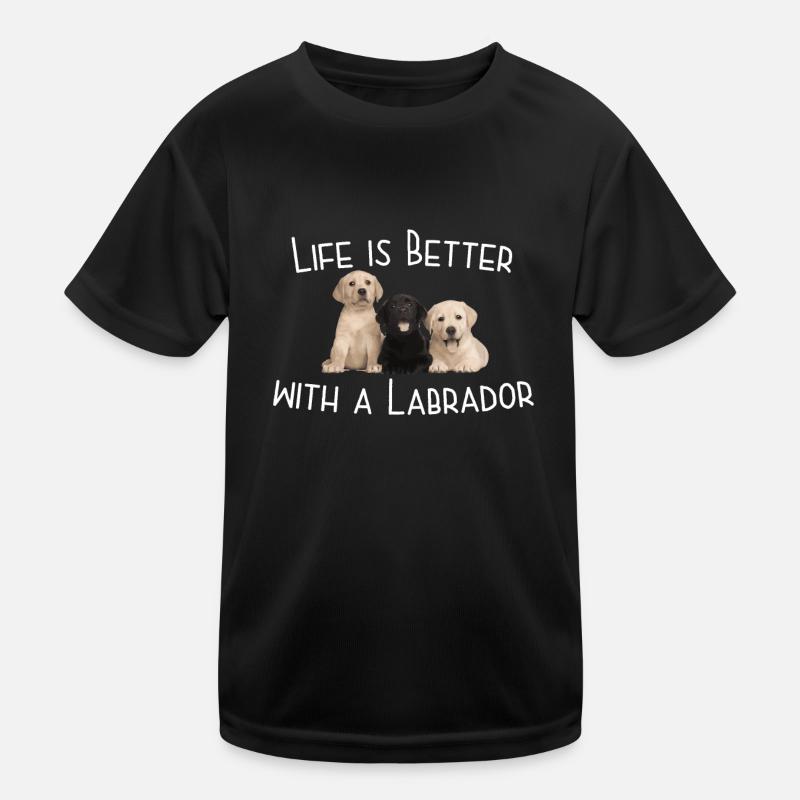 Das Leben eines Labradorhundes ist mit einem Labrador besser - Kinder Funktions-T-Shirt - Schwarz
