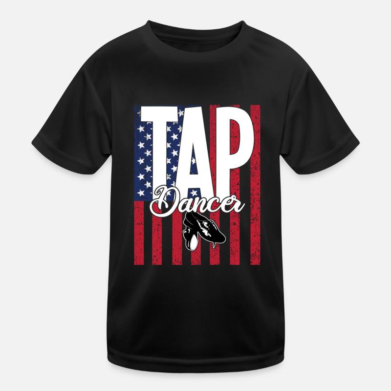 Tap Dancing USA Flag Kids Functional T-Shirt