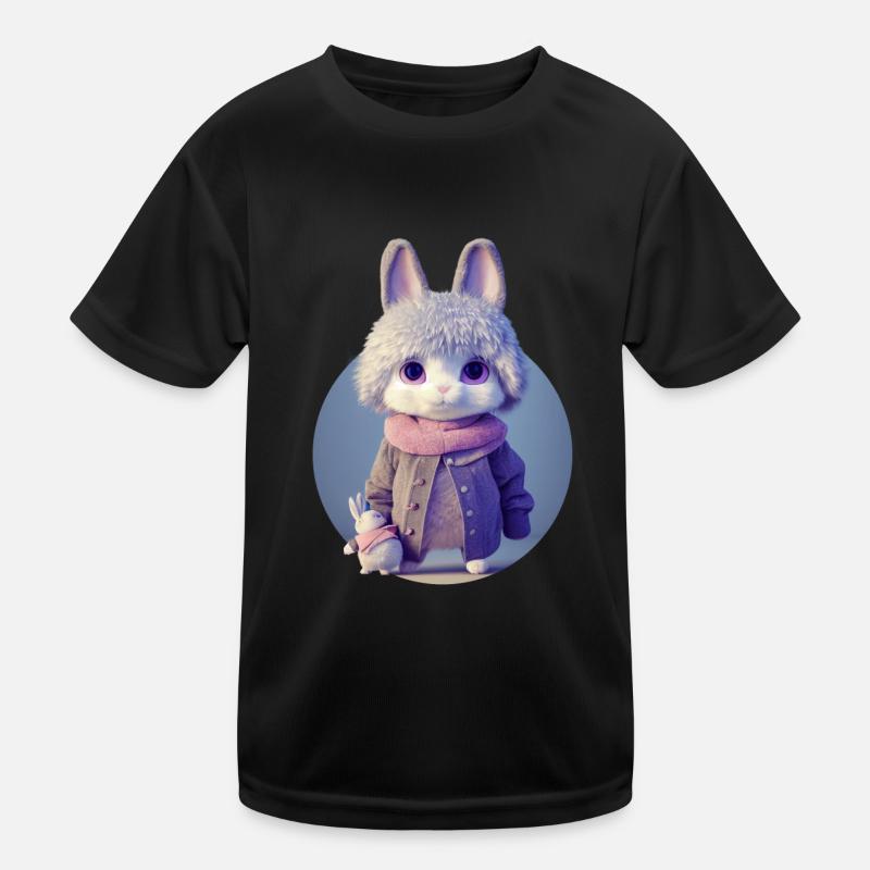 Cute rabbit with her toy Kids Functional T-Shirt