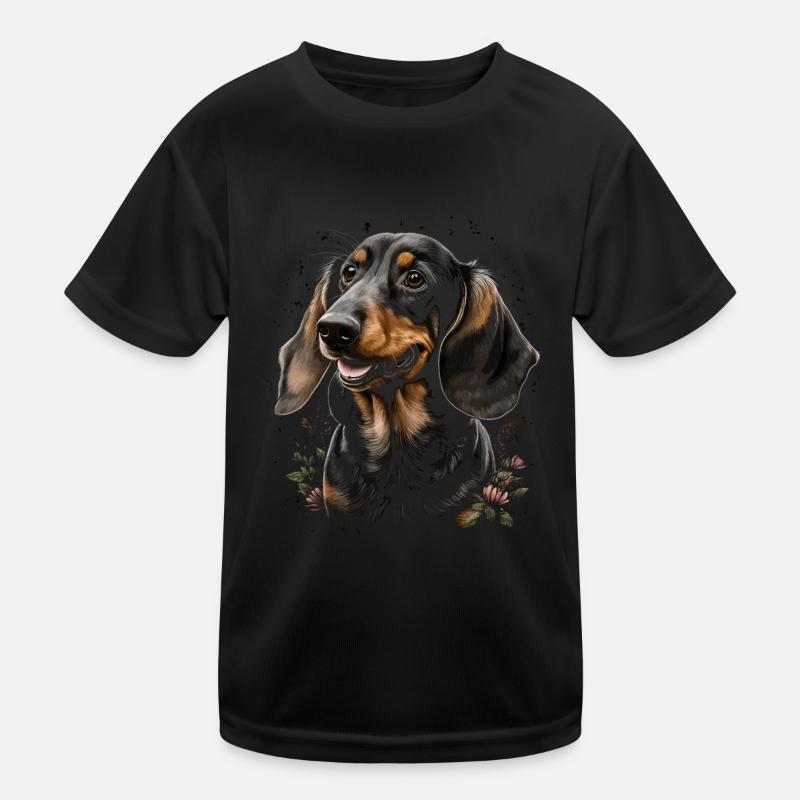 Teckel Chien Et Fleurs T-shirt sport Enfant