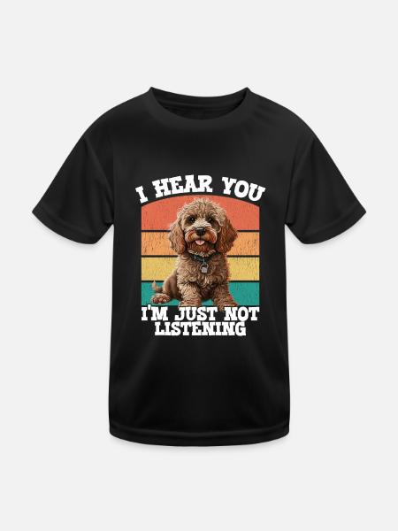 Cockapoo Je t’entends Je n’écoute pas - T-shirt sport Enfant - noir - Devant