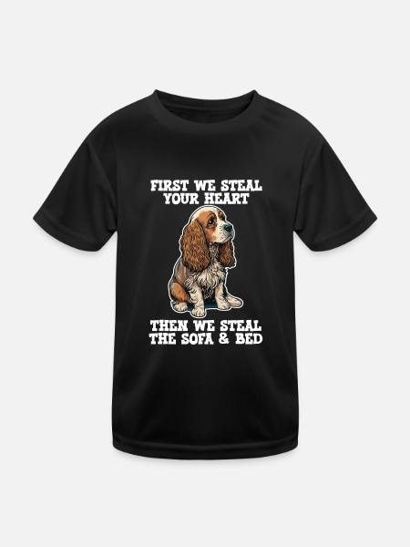 Cocker Spaniel First We Stell Your Heart - T-shirt sport Enfant - noir - Devant